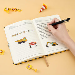 WERNNSAI Truck Notebook Set - Luminous Journal Gift for Boys Kids School Travel Private Diary Hardcover A5 Lined Memos Writing Drawing Notepad Ballpoint Pen Stickers with Lock Keys