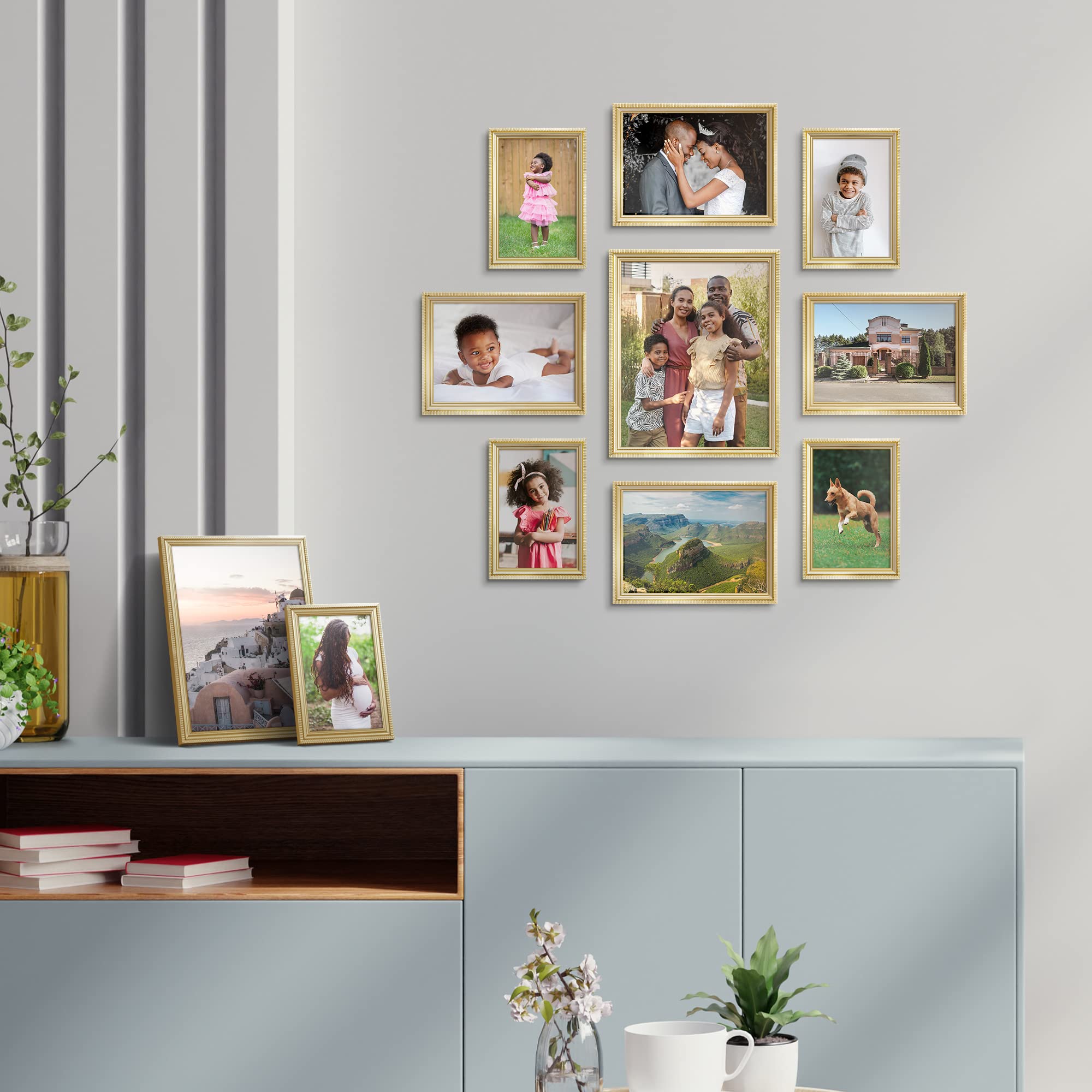 Icona Bay 10x8 Gold Picture Frame Beautifully Detailed Moulding, Contemporary Picture Frame, Wall Mount or Table Top, Inspirations Collection