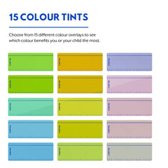 Studyteq 15 x Professional Dyslexia Coloured Reading Overlays And Rulers and Protective Case   Reading Tracking Rulers for Visual Stress, Dyslexia, Irlens Syndrome, and ADHD