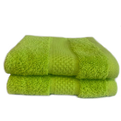 Sue Rossi Face Cloths Pack of 2 or 6, Organic Turkish Combed Cotton, 30cm x 30cm Wash Cloth Fingertip Flannel, Soft & Absorbent, 600gsm Thick Bathroom Towels Set (Lime Green, 2)