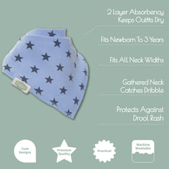 Ziggle - Bandana Dribble Bibs - Cotton Front Baby Bibs Newborn to 24 Months - Newborn Baby Gifts - Baby Bibs for Comfortable Kids - Dino & Stars