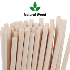 DOITEM 50 Pack Unfinished Natural Wood Dowel Rods Hardwood Sticks for Crafts and DIY (250mm x 5mm)