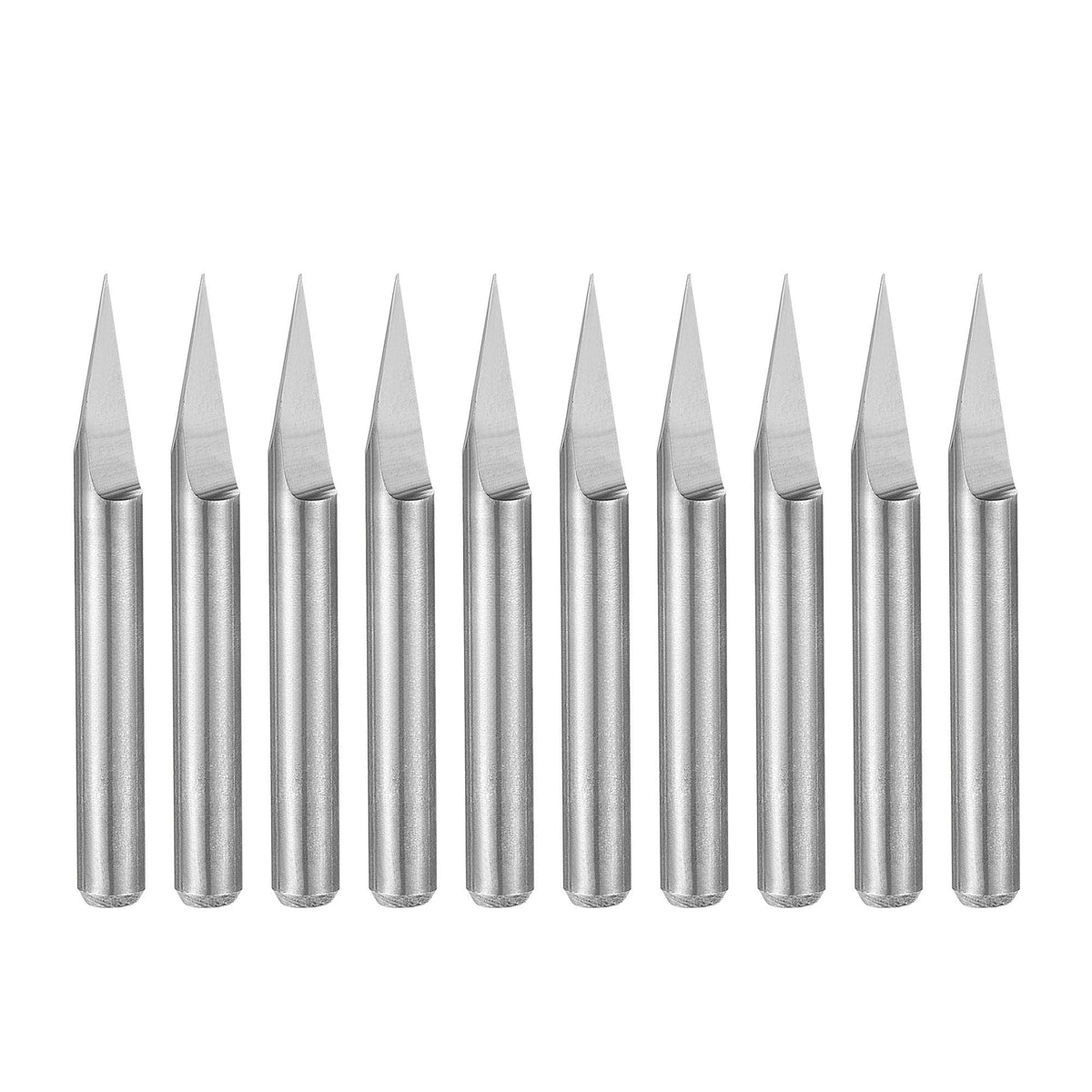 sourcing map Wood Engraving Bit Solid Carbide 3.175mm 1/8 inches Shank, 30 Degree 0.1mm Tip CNC Router Tool for Acrylic PVC MDF PCB Wood Carving, 10pcs