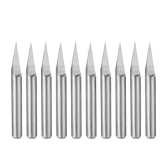 sourcing map Wood Engraving Bit Solid Carbide 3.175mm 1/8 inches Shank, 30 Degree 0.1mm Tip CNC Router Tool for Acrylic PVC MDF PCB Wood Carving, 10pcs