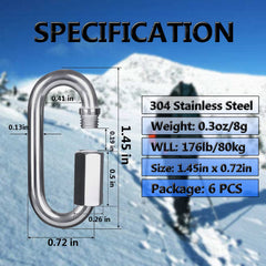 Quick Link, Ekunbuy 304 Stainless Steel Heavy Duty Clips Chain Connector Repair Link Buckle for Swing Outdoor Camping (6 PCS, M3.5)