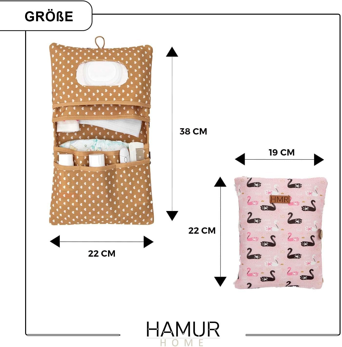 HAMUR HOME Diaper Bag Organizer And Cosmetic Bag 2in1 - Small Diaper Bag For On The Go Mom's Diapers Cream Wipes Baby Organizer (Space)