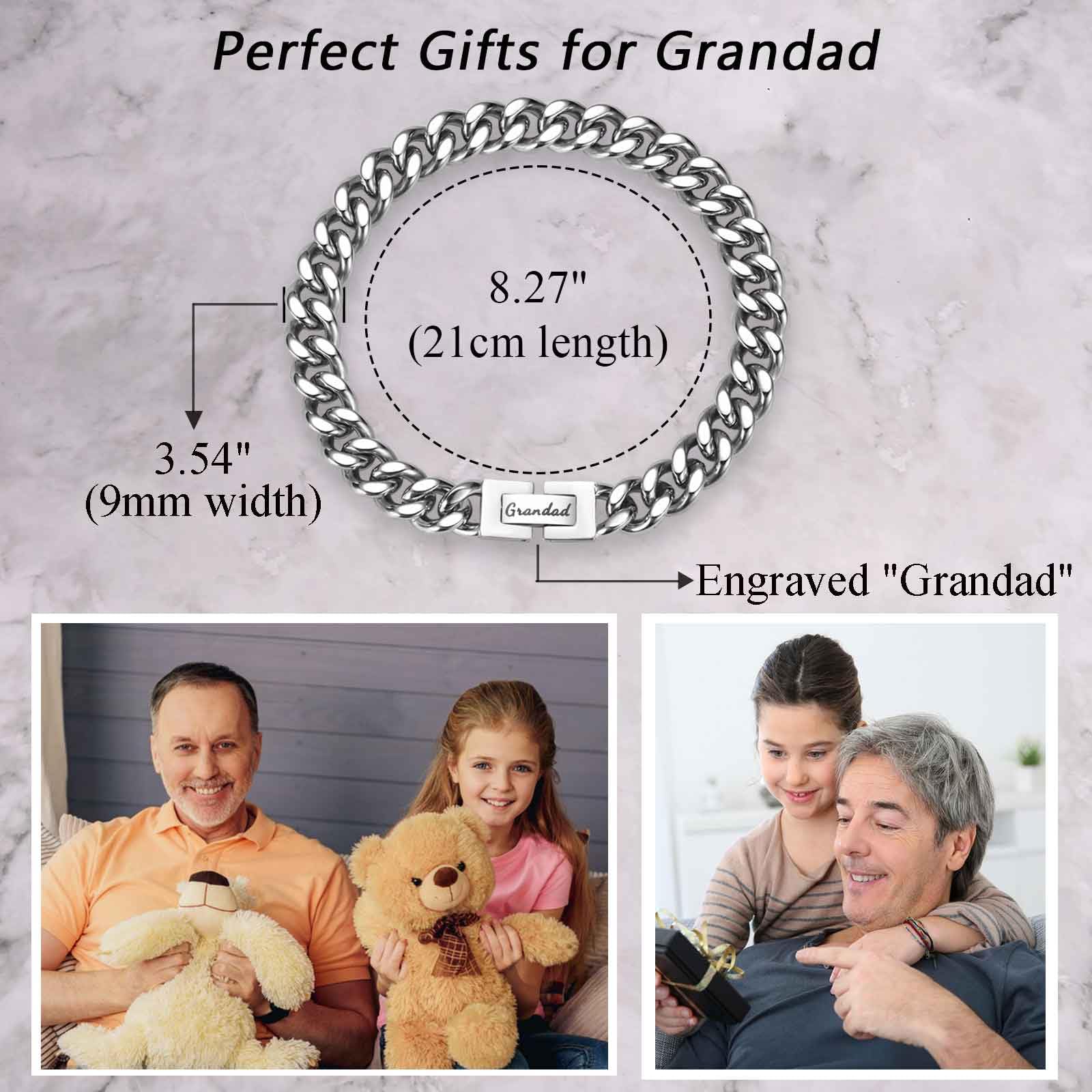 KORAS Grandad Gifts, Grandad Bracelet Cuban Chain Bracelet for Grandad, Stainless Steel Bracelet Grandad Gifts from Grandchildren, Presents for Grandad on Birthday Christmas