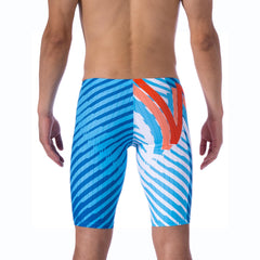 MY KILOMETRE Jammer Swimsuit Mens Solid Swim Jammers Endurance Long Racing Training Swimsuit Blue-S