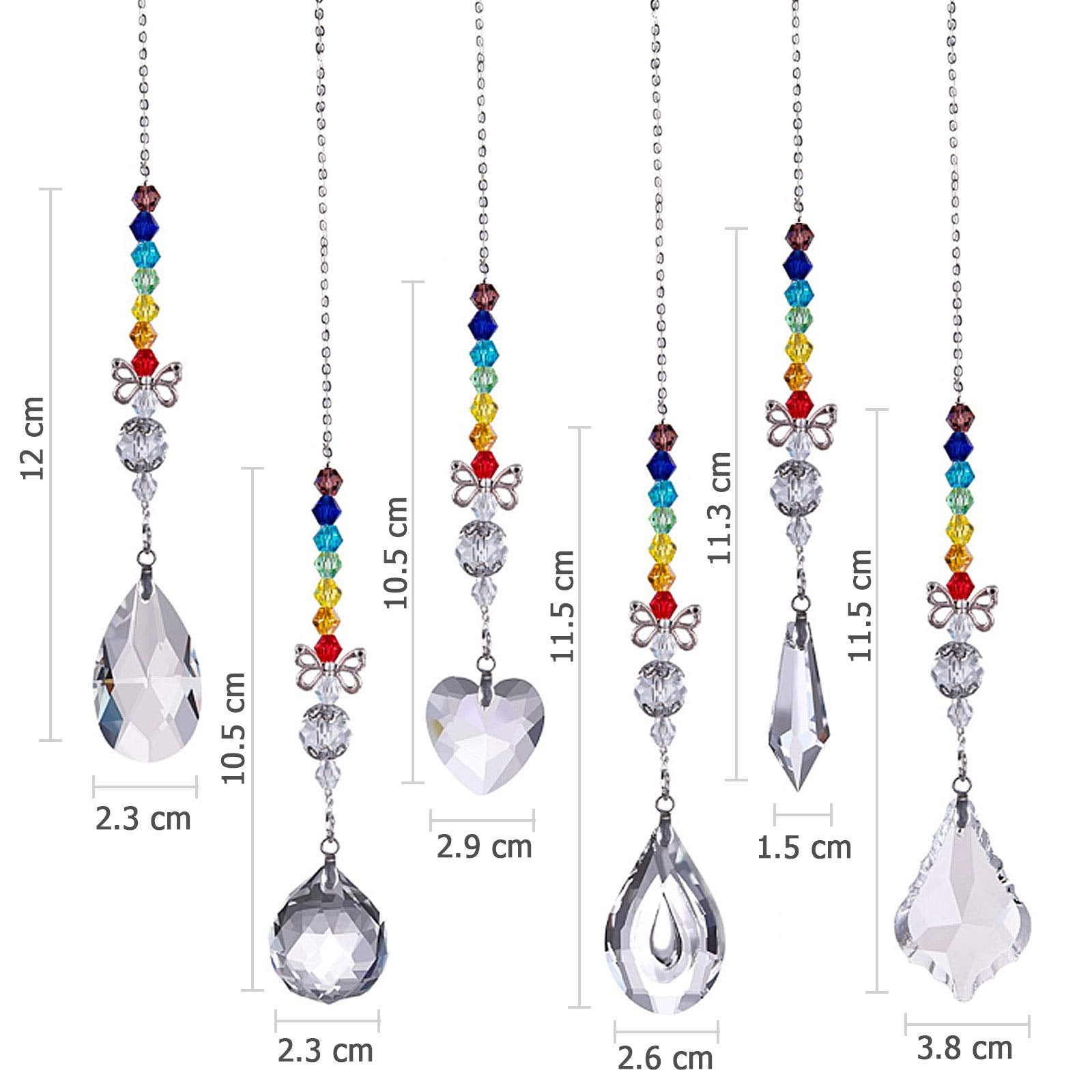 Firtink Sun Catchers for Windows, 6 PCS Crystal Suncatcher Glass Pendants Prism Hanging Ornament for Outdoor Garden Decorations Chimes Indoors Friendship Dream Rainbow Making for Mother's Day Gift