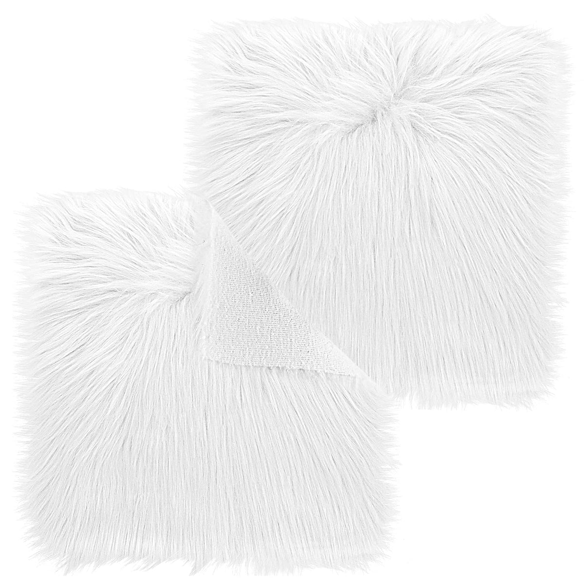 Sibba Fur Faux Locker Fabric Rug Polyester Yard Pre Cut Artificial Craft Costume Double Side Square Crafting Strips Liners Set Plush Precut Fluffy Cloth Photography Cosplay Outdoor(White,30 cm)