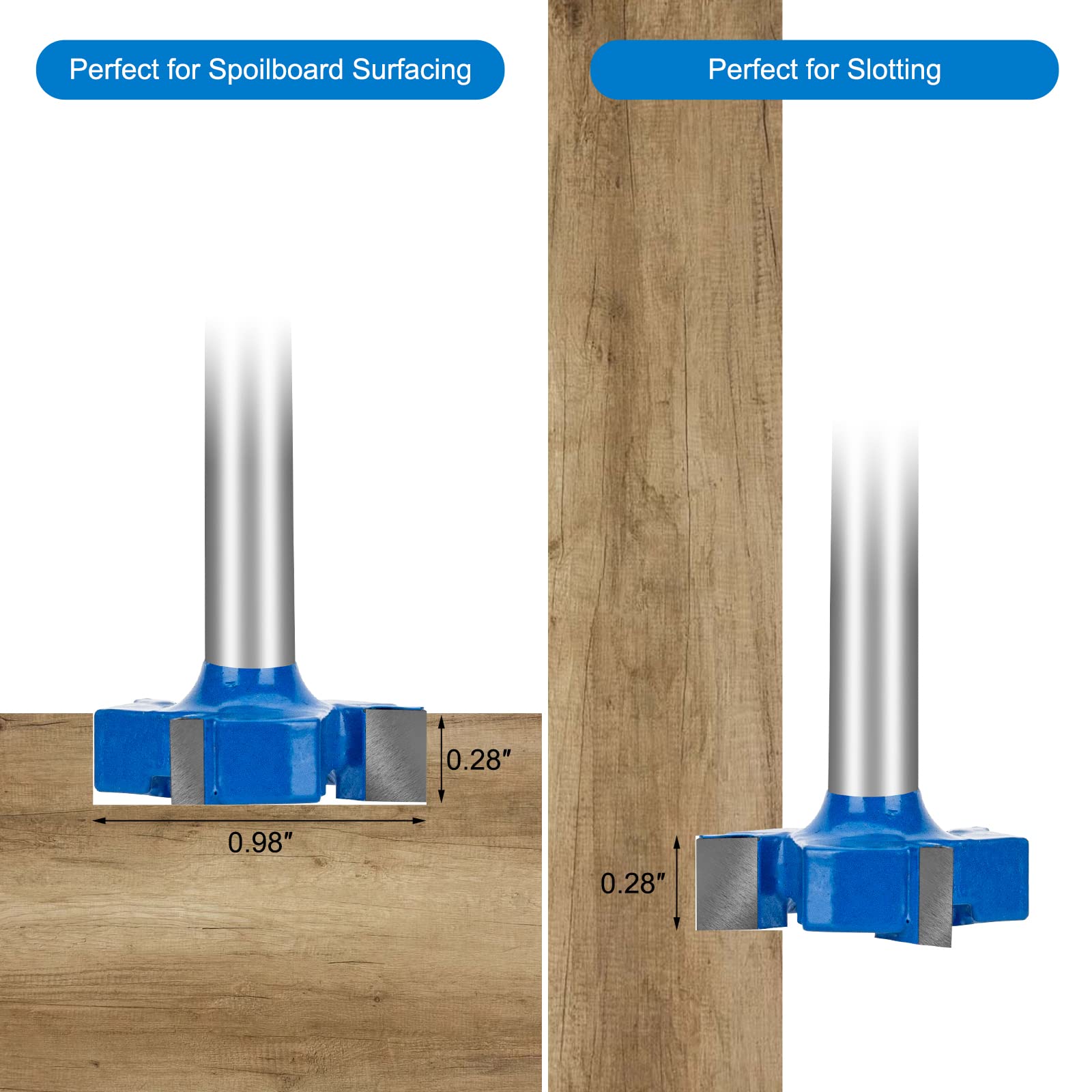 CNC Spoilboard Surfacing Router Bit, 6mm Shank 25mm Cutting Diameter, Slab Flattening Router Bit Planing Bit Wood Planing Bit Dado Planer Bit for Woodworking