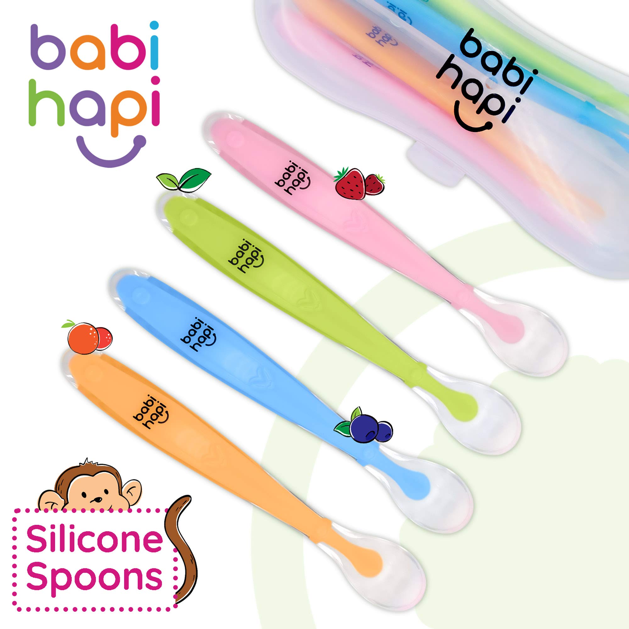 Baby Spoons Silicone Spoon for Baby weaning - BPA Free Baby Feeding and weaning Spoons for with Baby Spoon Set, Baby Food Pouches, Cutlery for Babies, Toddler and Kids. BPA Free 4 Pack