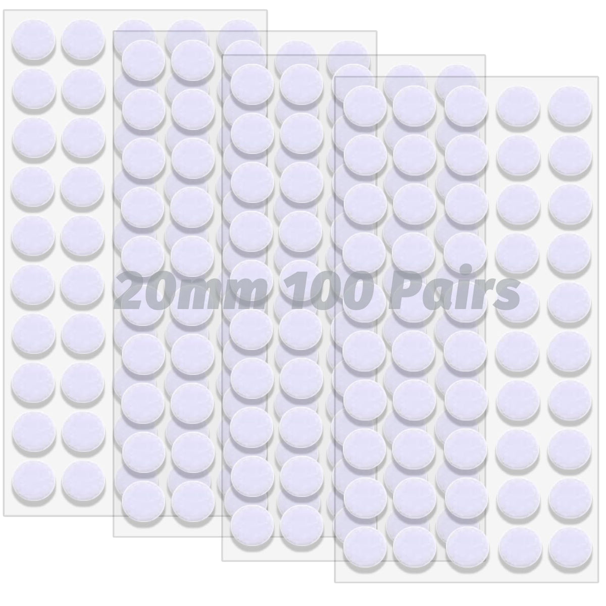 vgggrd 100 Pairs Self-Adhesive Hook and Loop Dots 20 mm, Self Adhesive Sticky Hook and Loop Fastener, White Glue Dots for Crafts on Paper, Plastic, Glass, Leather, Metal (White)