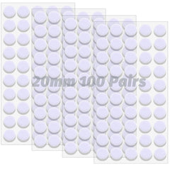 vgggrd 100 Pairs Self-Adhesive Hook and Loop Dots 20 mm, Self Adhesive Sticky Hook and Loop Fastener, White Glue Dots for Crafts on Paper, Plastic, Glass, Leather, Metal (White)