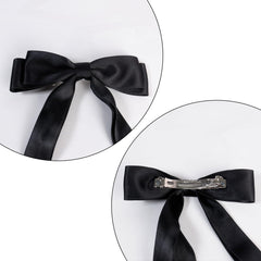 2 Pack Bow Hair Clips, BlackHair Bows for Girls and Women, Hair Barrette Hair Ribbon Bow Clips