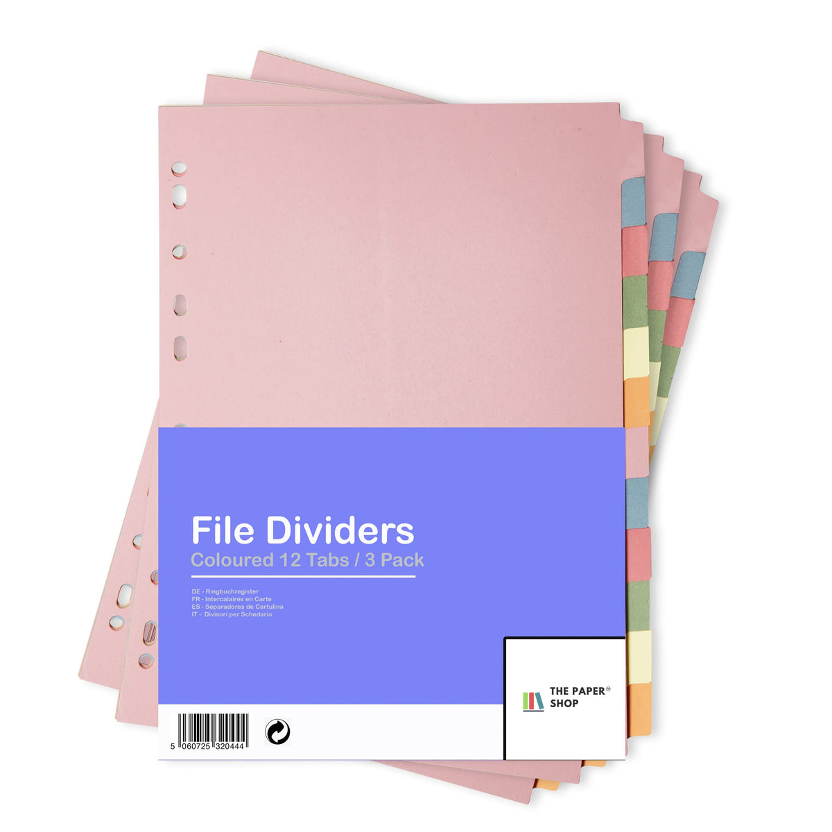 [3 Pack] A4 File Dividers 12 Part   A4 Subject Dividers 12 Part Card Folder Dividers Multi Hole Punched in Assorted Colours   Fit All A4 Portrait File Dividers (3)