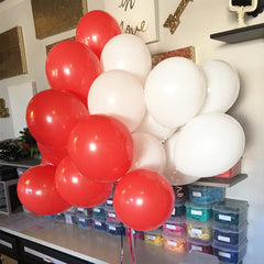 Red and White Latex Balloons 12 Inch 30 Pcs Red Birthday Party Balloons World Cup Football Decorations for Kids Men Christams Valentine's Day Baby Shower Wedding Winter Holiday New Year Party