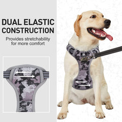 Dog Harness No Pull for Large Medium Dogs, Adjustable Reflective Harness Dog Harness Escape proof Lightweight Breathable Pet Vest Harness medium large dog for Walking Training Camo Gray M