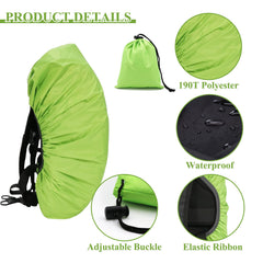 Waterproof Backpack Cover with Reflective, 15L-25L Rucksack Rain Cover with Storage bag, Rainproof Rucksack Cover for Hiking Camping Traveling Cycling (Green, S)