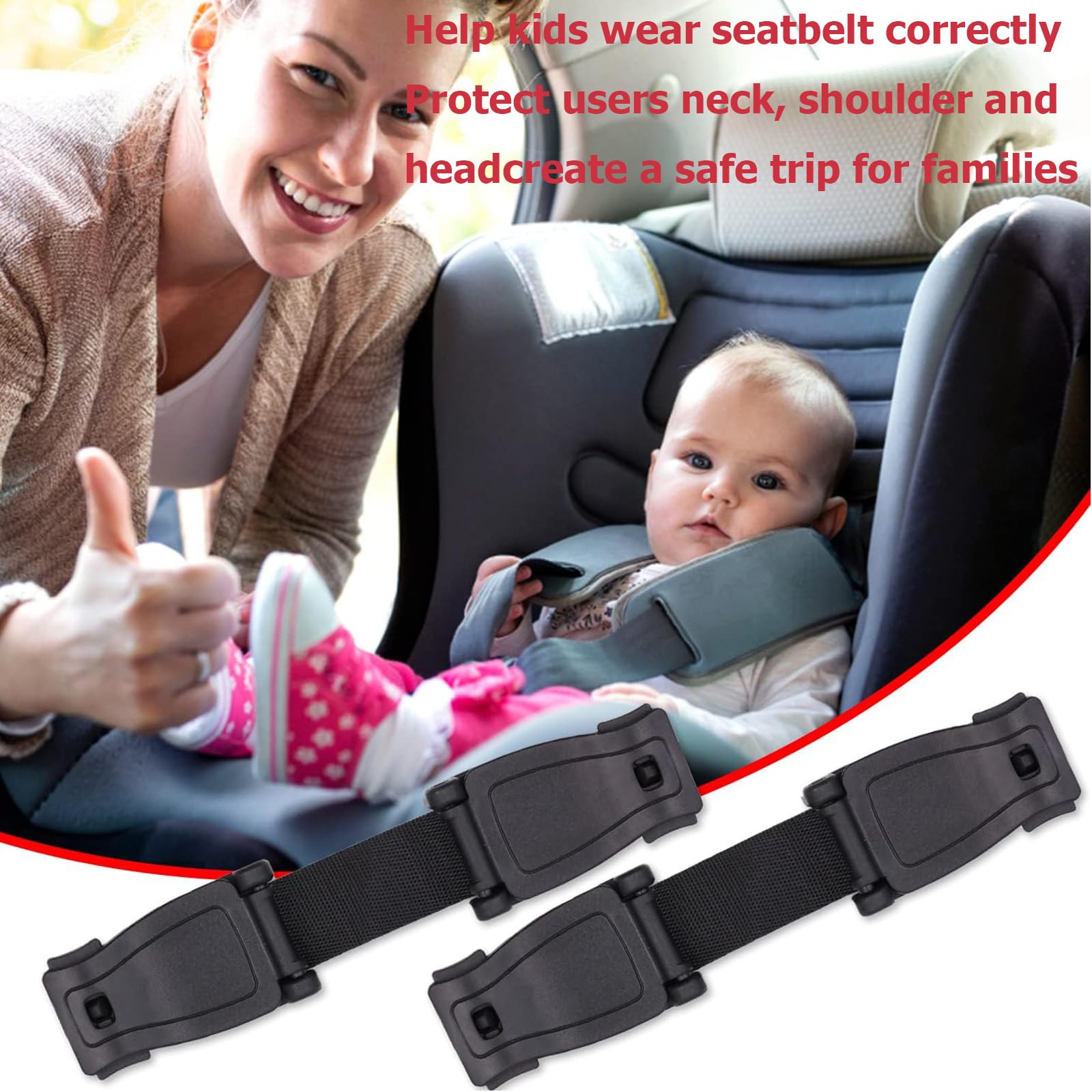 Anti Escape Car Seat Strap, 2 Pcs Car Seat Safety Clip, Safety Strap Prevent Kids Taking Their Arms Out of Kid Car Seat/High Chairs/Strollers/Kid Reins/High Chairs Kid Reins(Black)