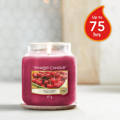 Yankee Candle Scented Candle   Black Cherry Medium Jar Candle  Burn Time: Up to 75 Hours