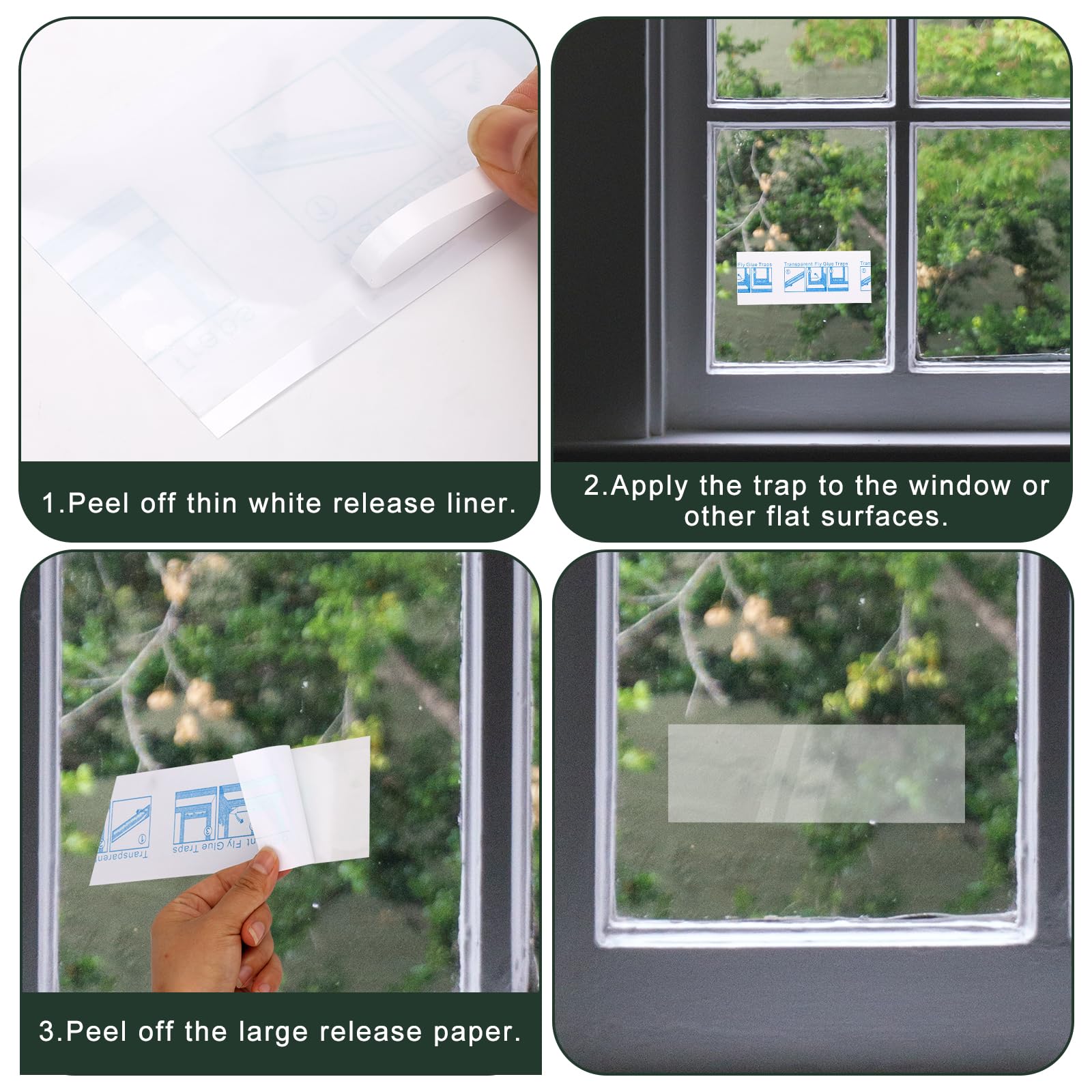 SAVITA 24pcs Window Fly Trap Sticker for Indoors Sticky Glue Traps Fly Paper Sticky Strips Clear for Outdoors Indoors Home School for Restaurant Canteen