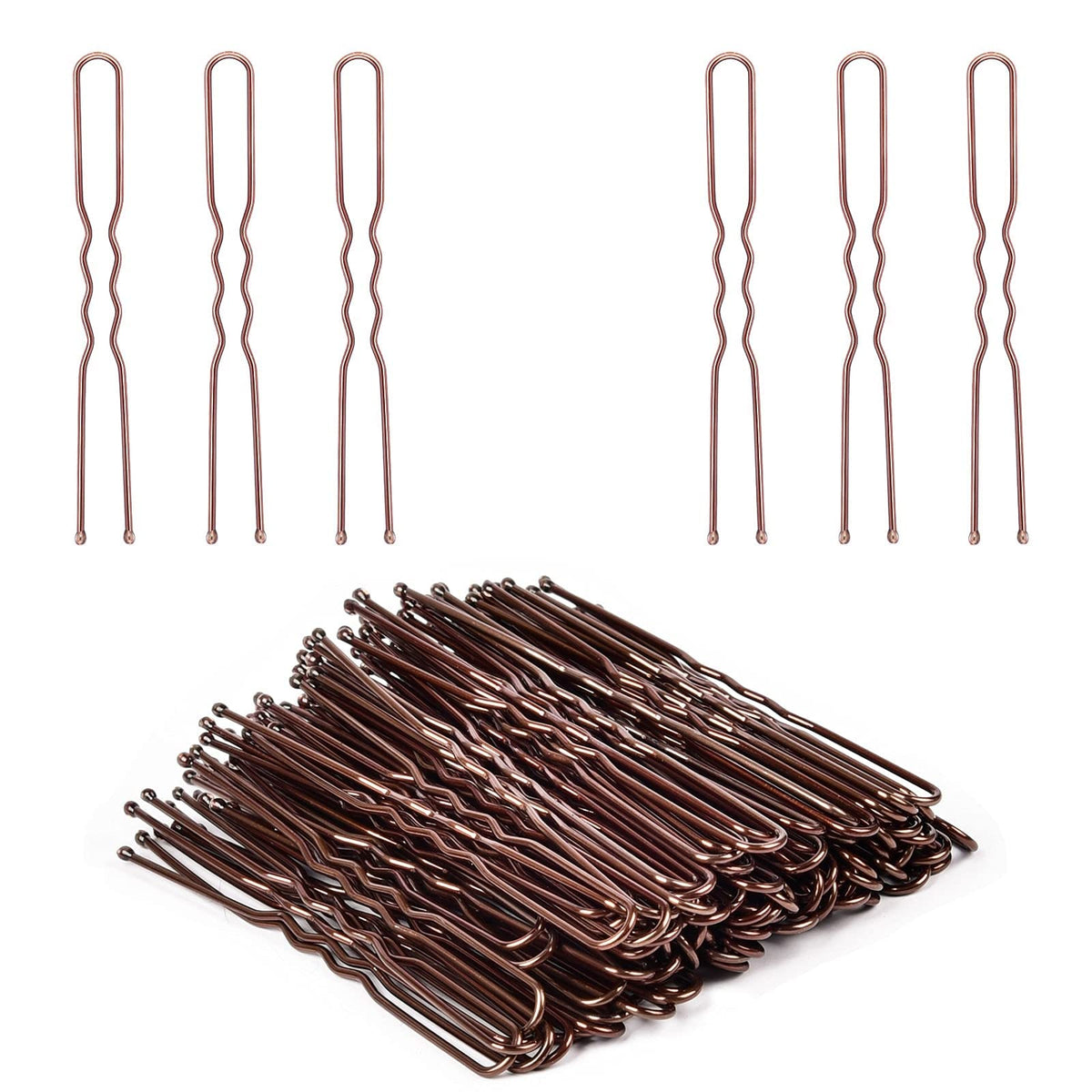 Hair Grips Brown 80 PCS, MORGLES Bun Pins U Shaped Hair Pins for Women with Box