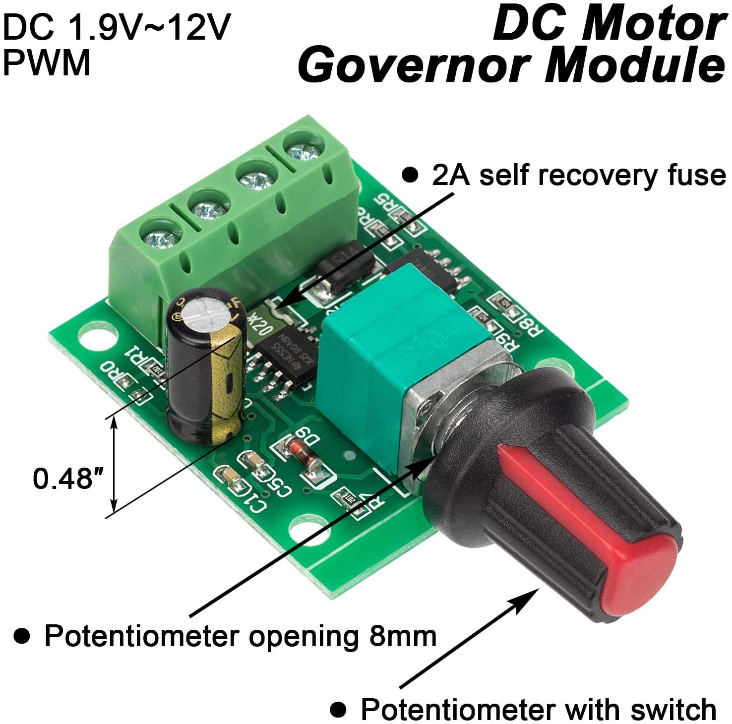 RUNCCI-YUN 4pcs DC 12v PWM motor speed controller,1.8V 3V 5V 6V 12V 2A Speed Adjustable Switch Module, Variable Voltage Regulator Dimmer Governor Switching Build with LED Indicator and Switch Function