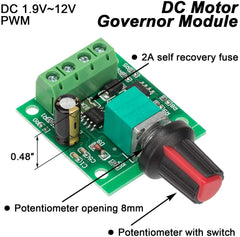 RUNCCI-YUN 4pcs DC 12v PWM motor speed controller,1.8V 3V 5V 6V 12V 2A Speed Adjustable Switch Module, Variable Voltage Regulator Dimmer Governor Switching Build with LED Indicator and Switch Function