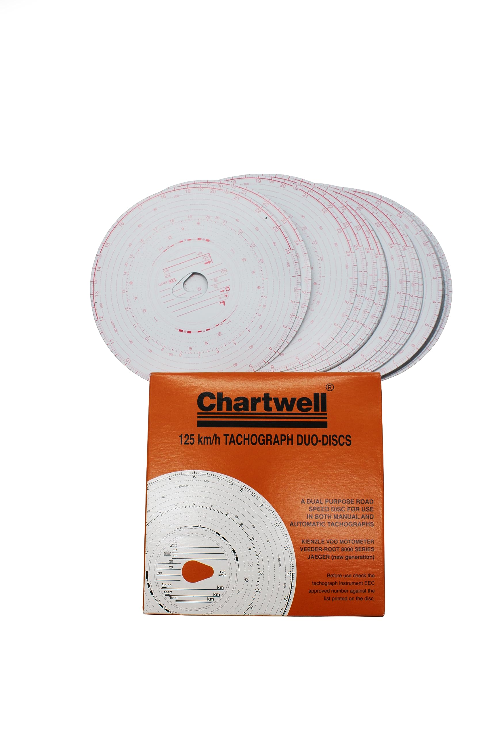 Exacompta - Ref CK801/1101GZ - Chartwell - Tachograph Charts, EC Approved Discs with Superior Trace for Easy Analysis, Handwritten Entries on Reverse, 100 Discs per box