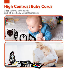 Black and White Sensory Cards Newborn Toys Baby Cards High Contrast Baby Flashcards Tummy Time Cards 0-6 Months Infant Toys 0-3-6 Months Montessori Sensory Cards 20 PCS 6''×6'' Visual Stimulation