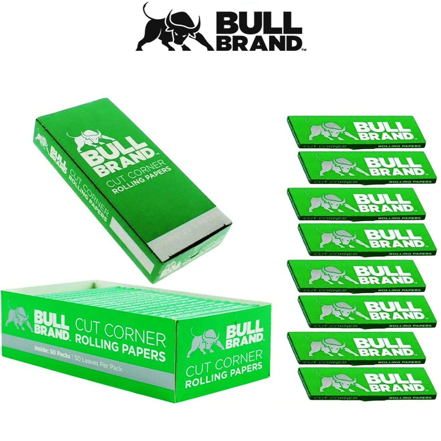 Paper 1000 x Bull Brand Green Rizla Cut Corners Rolling Papers Tobacco Rollups Cigarette Fine Medium Smoking Booklets Premium Quality Filter Tips UK Free P&P