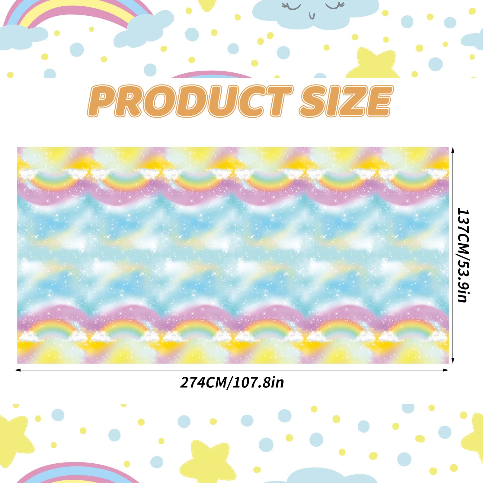 Wpensky Rainbow Tablecloth, Birthday Table Cloth Girls, 1PC Rainbow Table Cloth Party for Rainbow Theme Party Supplies, Rainbow Table Cover Rectangle for Girls Birthday Baby Shower Party Decorations