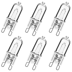 Simusi G9 Halogen Bulbs, G9 28W Light Bulbs, G9 Dimmable Capsule Bulbs, Warm White 230V 2700K, Non-Flicker,6 Pack