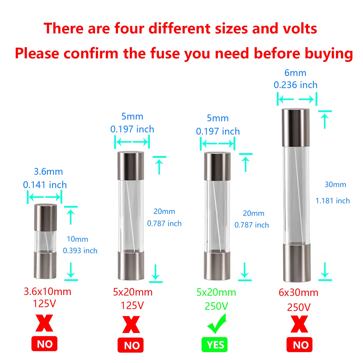 HUAREW T1AL250V 20 Pcs 5x20mm slow blow glass fuse 1A 250V 0.2 x 0.78 inch time delay fuse