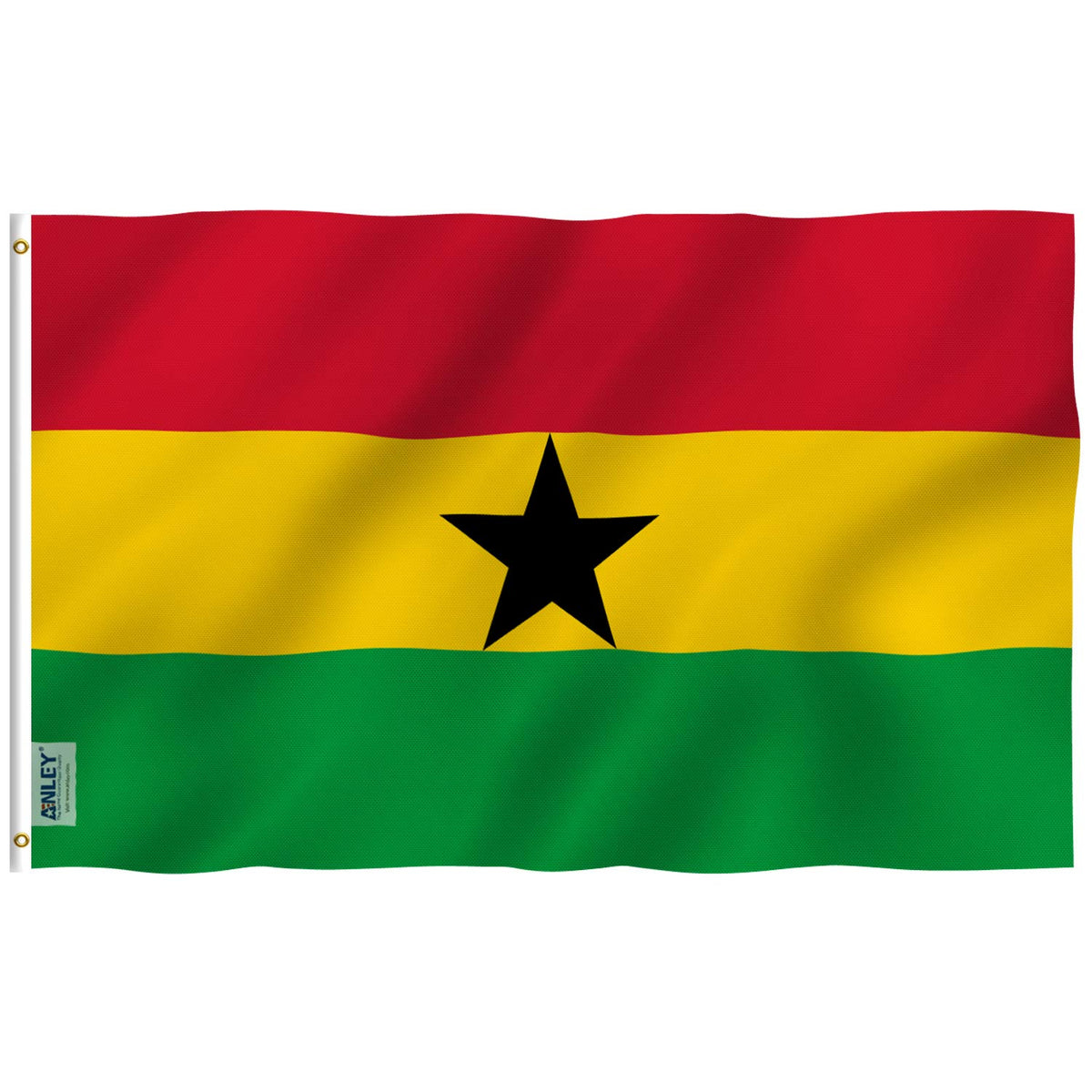 ANLEY Fly Breeze 3x5 Foot Ghana Flag - Vivid Color and UV Fade Resistant - Canvas Header and Double Stitched - Ghanaian National Flags Polyester with Brass Grommets 3 X 5 Ft