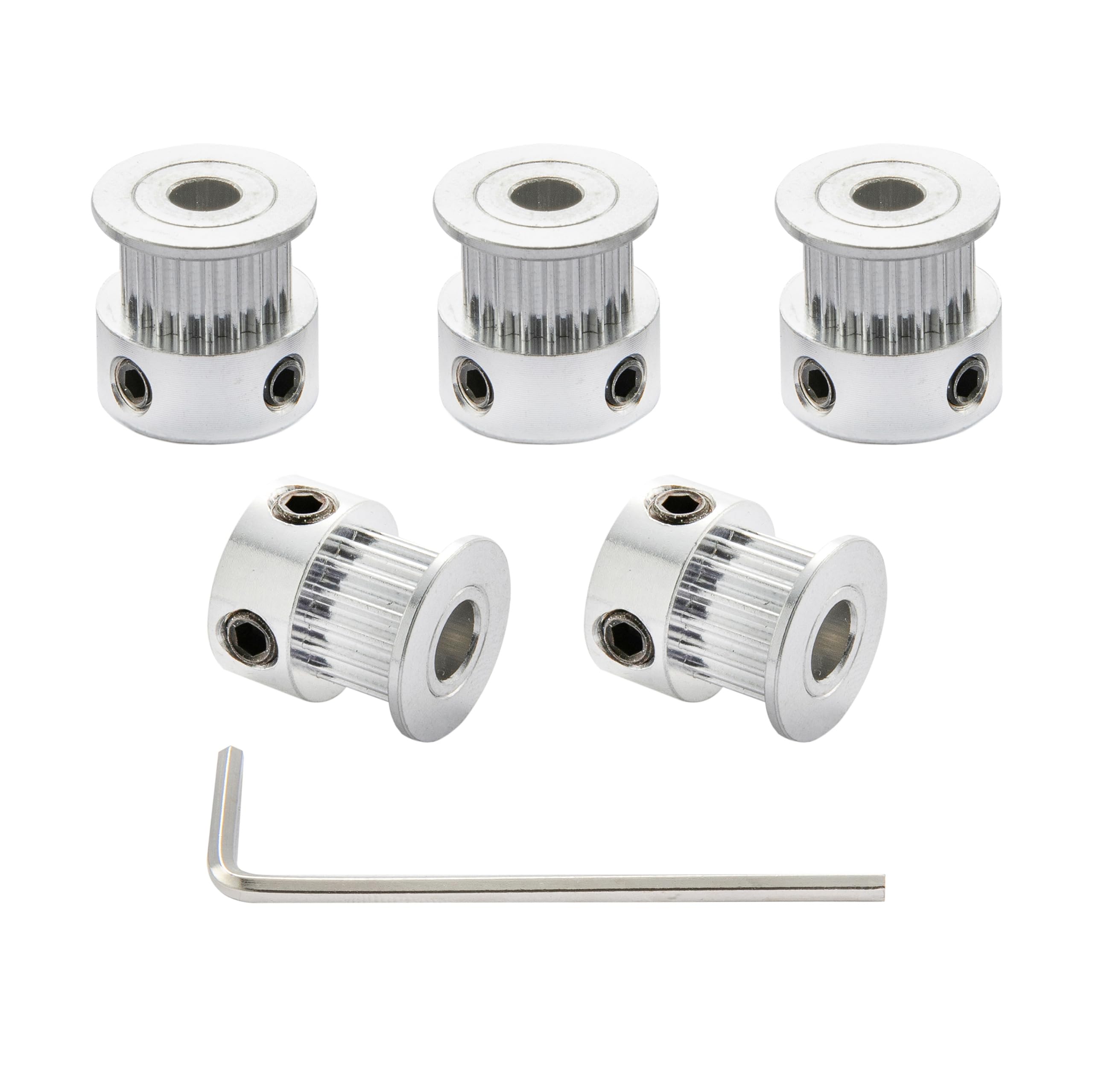 SHCEEC GT2 Timing Pulleys 20 Teeth 6.35mm Bore 6mm Width for 3D Printer 2mm Pitch Aluminum Timing Belt Pulley Wheel with Allen Wrench (Pack of 5Pcs)