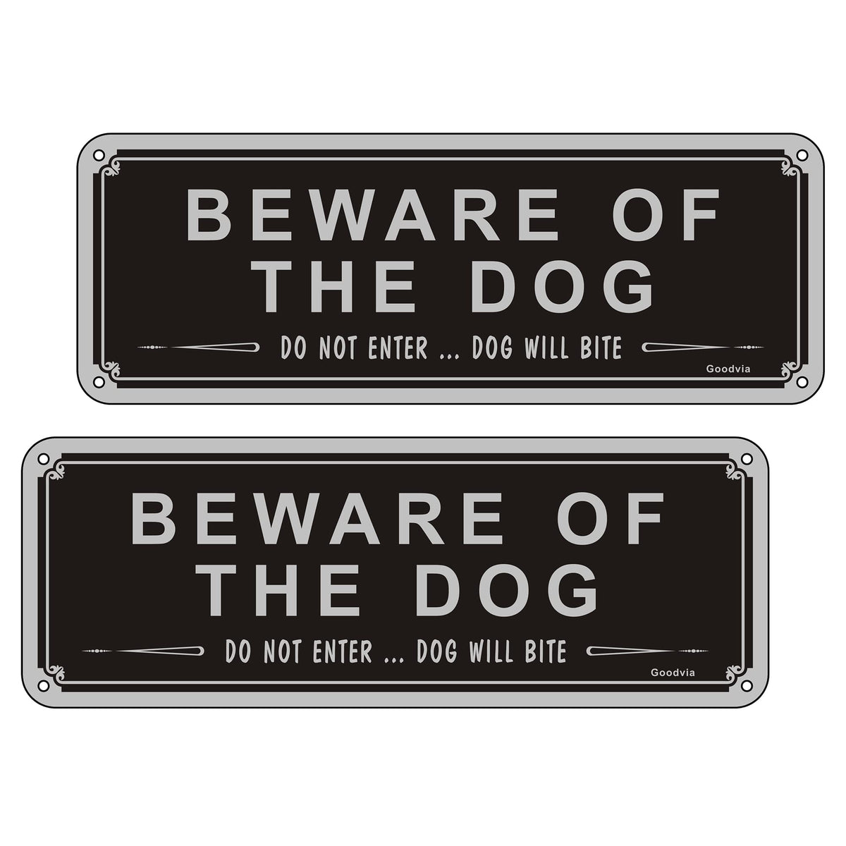 Beware Of The Dog Sign 3.5'' x 9.8'' Aluminum Do Not Enter Signs for Gates Dog Will Bite Sign Outdoor Gate Safety Sign Pack of 2