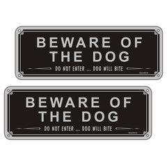 Beware Of The Dog Sign 3.5'' x 9.8'' Aluminum Do Not Enter Signs for Gates Dog Will Bite Sign Outdoor Gate Safety Sign Pack of 2