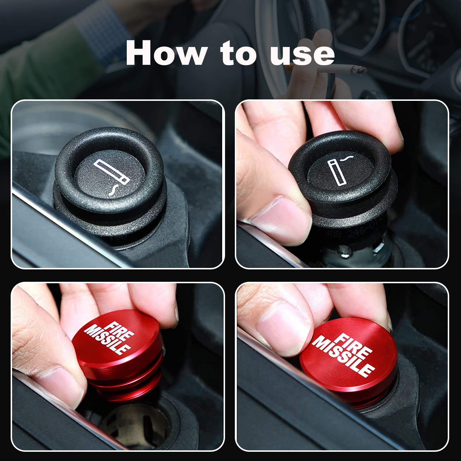 Xinjieda 2 Pcs Car Cigarette Lighter Plug Cover Metal Car Cigarette Lighter Dustproof Waterproof Car Cigarette Lighter Cover Cap 12 Volt Replacement Accessories for Most Automotive Vehicles (Red)