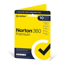 Norton 360 Premium 2024, Antivirus software for 10 Devices and 1-year subscription with automatic renewal, Includes Secure VPN and Password Manager, PC/Mac/iOS/Android, Activation Code by Post