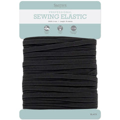 Black Elastic Band by Smith’s®   6mm (1/4 Inch) Width   10 Metres (11 Yard) Length   Flat Cord   for Sewing, Arts & Crafts, Dressmaking, Waistband, Haberdashery, Wig, DIY, Clothing