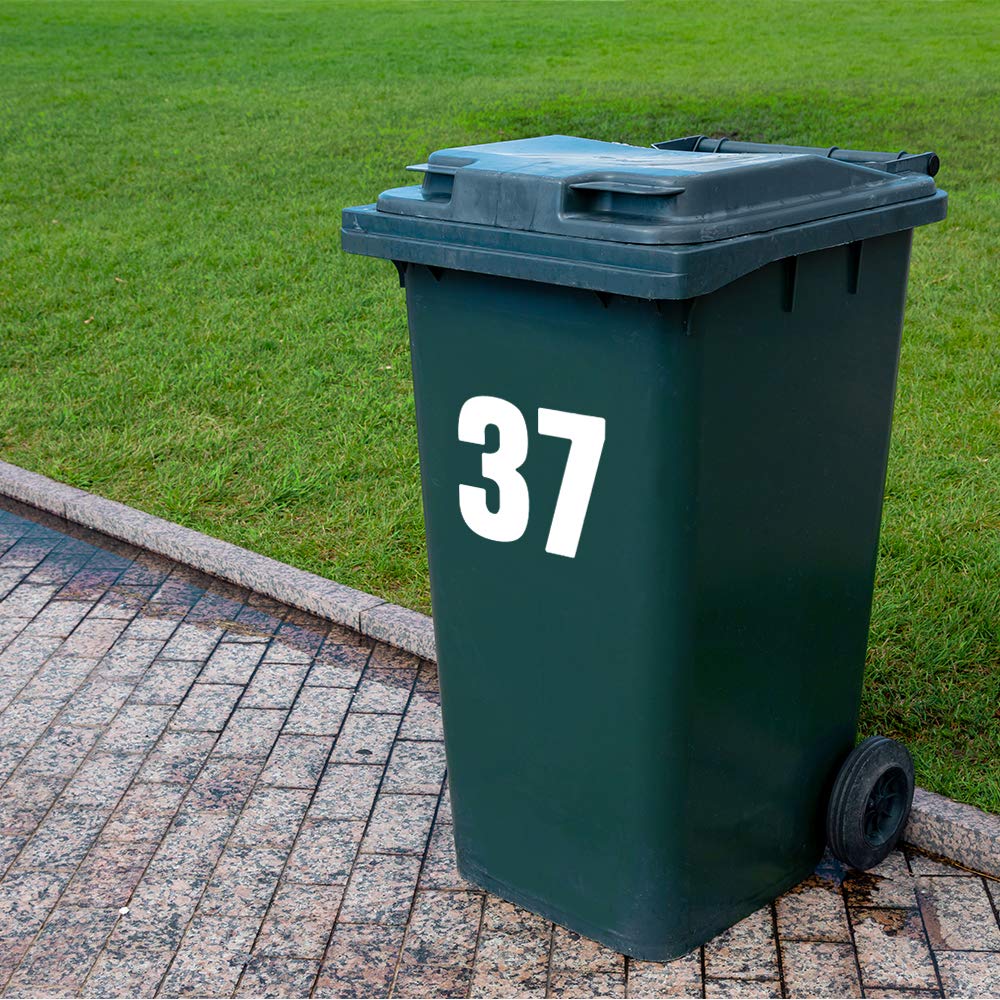 Pack of 3 Plain Dustbin Numbers Stickers Large Number - 8 (17 cm) Bin Numbers for Wheelie Bins Large Bin Numbers Packwith®