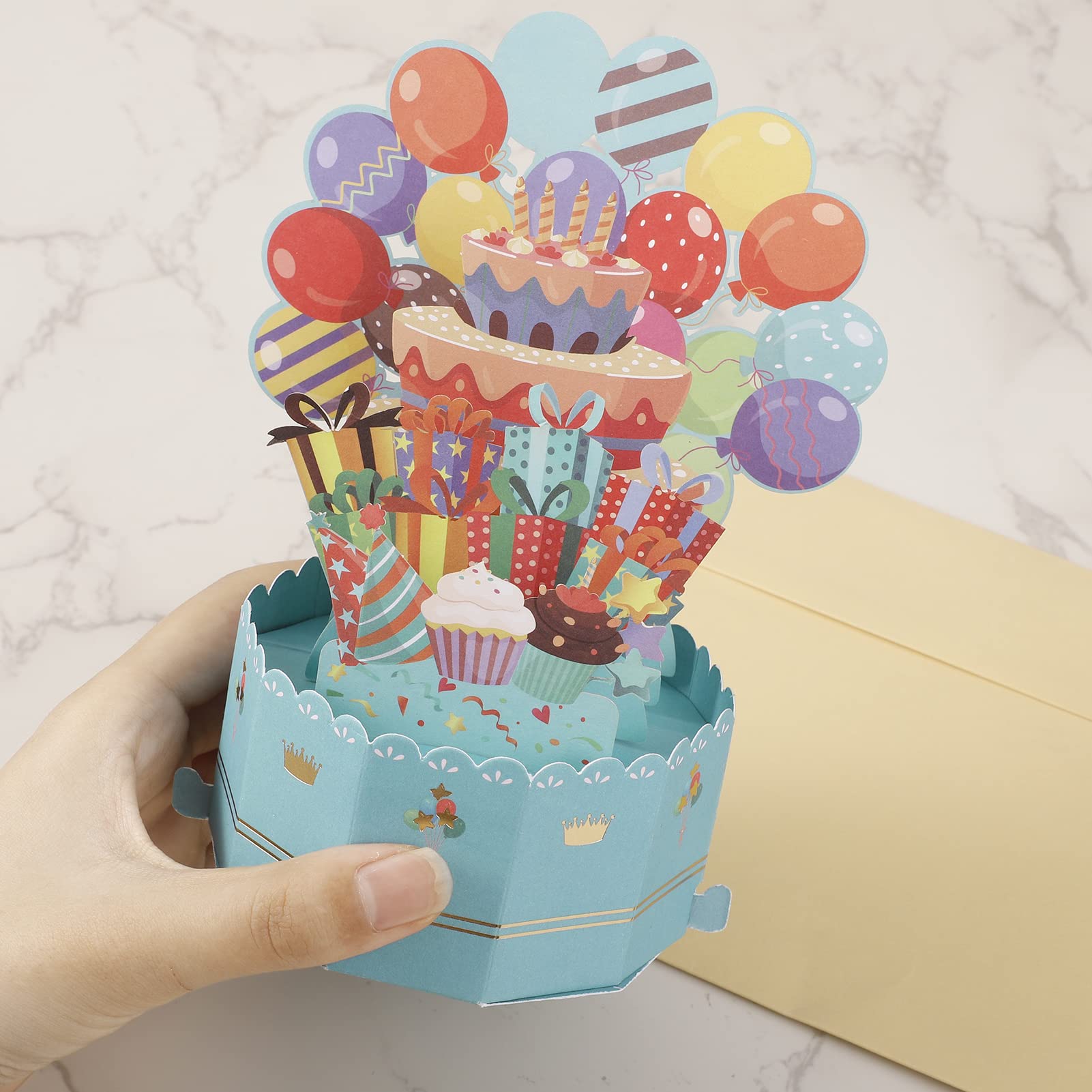 Yorgewd 3D Pop Up Birthday Cards, 3D Happy Birthday Balloons Greeting Cards with Envelope for Men, Women, Mothers, Her, Friends, Girls, and Boys