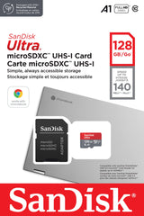 SanDisk Ultra 128GB microSDXC UHS-I Card for Chromebook with SD Adapter and up to 140MB/s transfer speed