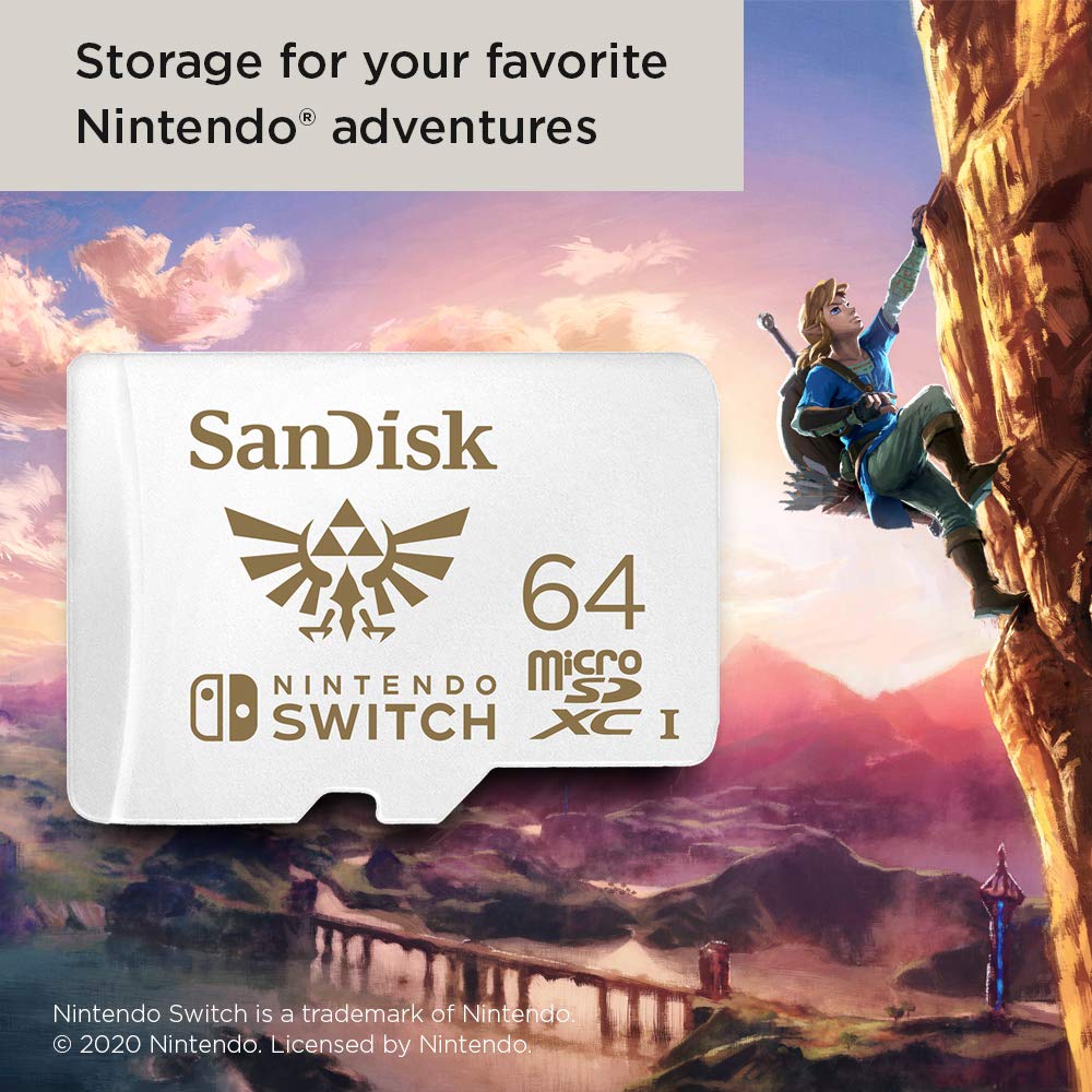 SanDisk 64GB microSDXC card for Nintendo Switch consoles up to 100 MB/s UHS-I Class 10 U3