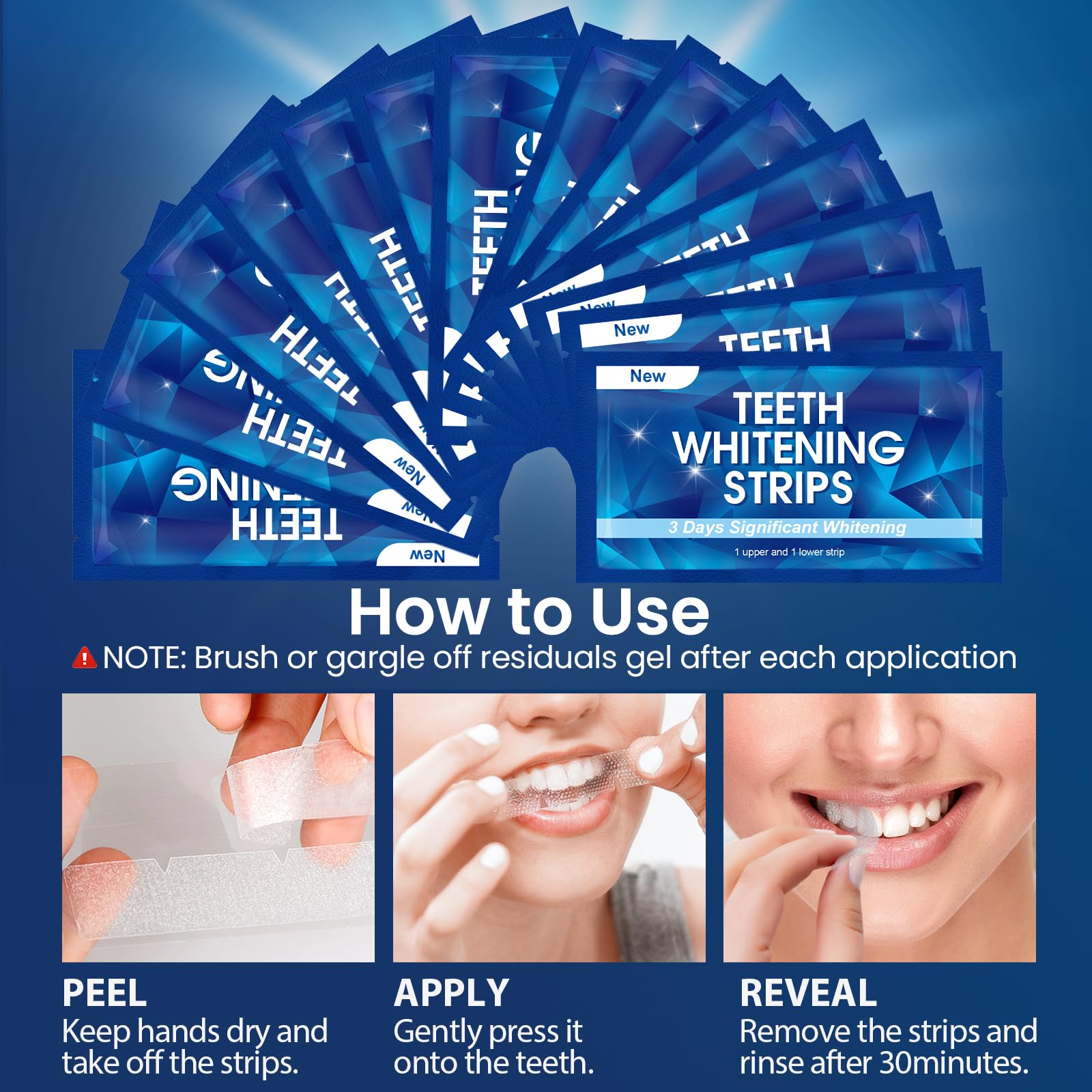 Teeth Whitening Strips: 14 Sessions 28 Pcs Tooth Whitening Strips, at Home Teeth Whitening Kits, Safe for Enamel, Non-Sensitive Formula