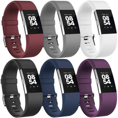 Vancle [6-Pack] Compatible for Fitbit Charge 2 Strap, Adjustable Replacement Strap with Aluminum Alloy Buckle for Fitbit Charge 2 (C, Small)