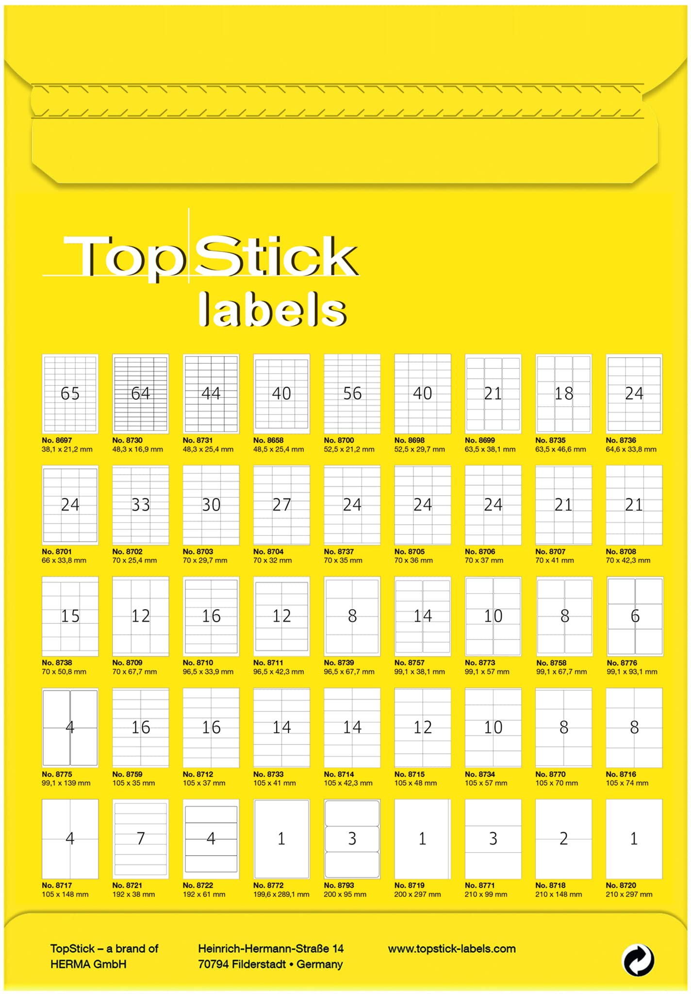 TopStick 8708 Address Mailing Labels, 21 Labels Per A4 Sheet, 70 x 42.3 mm, 2100 Labels, Self Adhesive, Stickers for Laser and Inkjet Printers, White