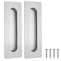 Malimali 2 Pack Stainless Steel Recessed Sliding Door Handles, 180mm Flush Door Handles Hardware Finger Pulls for Pocket Door Closet Door Barn Door (Brushed Steel)